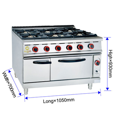 6-Brenner-Bereich mit Ofen / Schrank GL-RS/TQ-6 Gasöfen mit NG/LPG-Verbrauch