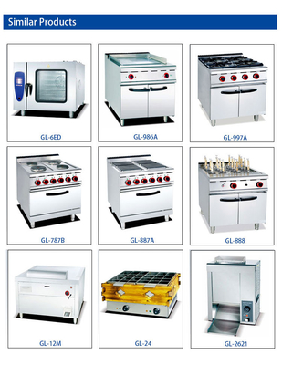 6-Brenner-Bereich mit Ofen / Schrank GL-RS/TQ-6 Gasöfen mit NG/LPG-Verbrauch