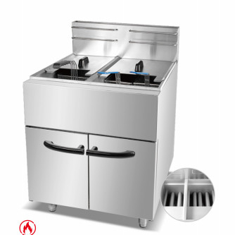 Gasfriture mit 2 Brennern 30kg 11,2kw Kochgeräte kommerzielle Kochgeräte 220V Spannung