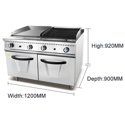 GL-RG RH Gasrestaurant Kochgeräte für die großflächige Zubereitung von Lebensmitteln Gasgrill +Lava-Grill mit Schrank