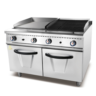 GL-RG RH Gasrestaurant Kochgeräte für die großflächige Zubereitung von Lebensmitteln Gasgrill +Lava-Grill mit Schrank