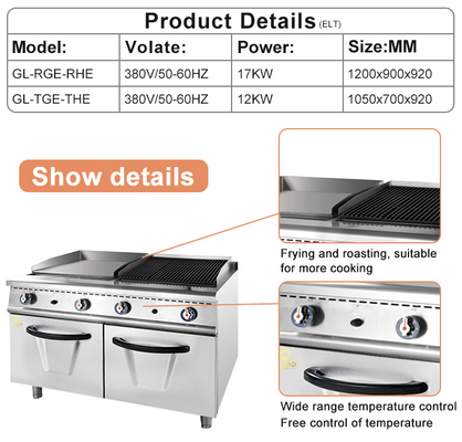 Gasverbrauch LPG/NG 1,29/1,92Kg/h für 180Kg Restaurant-Kochgeräte