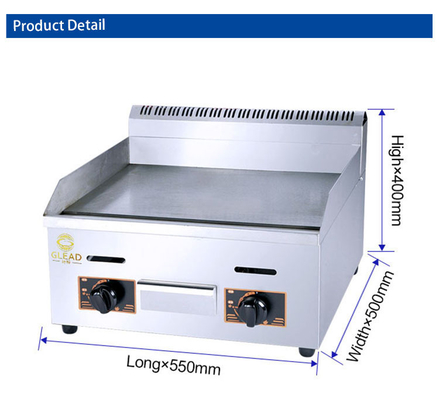 Schwere Gasgrillplatte für professionelles Kochen mit LPG-Leistung - 32 kg Gewicht und 11,7 kW Leistung