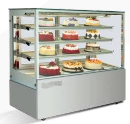 Quadratglas-Kühlschrankeinheiten für Kuchen und Gebäck Temperaturbereich 3.C - 10.C