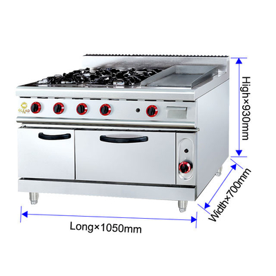 Power Gas Range GH-999A 27Kw kommerzielle Kochgeräte mit Rock Grill und Ofen Gewicht 205kg