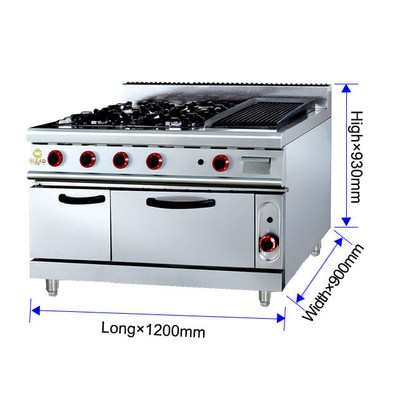 Power Gas Range GH-999A 27Kw kommerzielle Kochgeräte mit Rock Grill und Ofen Gewicht 205kg
