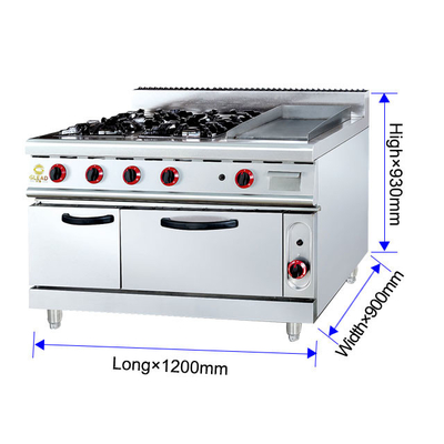 Power Gas Range GH-999A 27Kw kommerzielle Kochgeräte mit Rock Grill und Ofen Gewicht 205kg