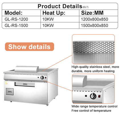 10kw Gas Japanische Teppanyaki LPG/2800Pa Küchengerät mit 270kg Gewicht