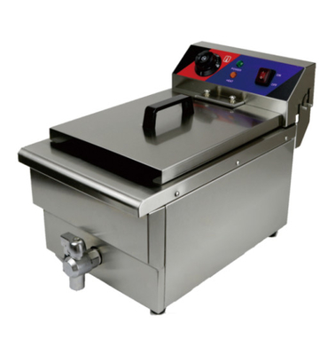 Frittiermaschine aus Edelstahl mit 1 Behälter 0-200°C Temperaturkontrolle Silberveredelung