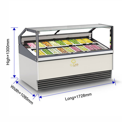 Italian Style Gelato Freezer Display Case mit Umkehrzyklus Auftauen und Lüftung Kühlsystem