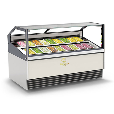 Italian Style Gelato Freezer Display Case mit Umkehrzyklus Auftauen und Lüftung Kühlsystem