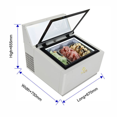 Smart Gelato Eis Schaufenster 200W Umkehrkreislauf Auftauchkühlgerät