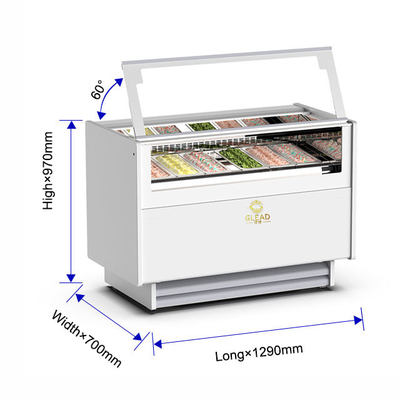 Geflüchtete italienische Industriepan Gelato-Eis Schaufenster -16.C~-18.C Temperatur 1050W Leistung