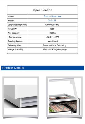 Italienische Pan 255KG N.W Gelato Eis Schaufenster für optimale Temperaturkontrolle -16°C~-18°C