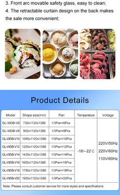1/4*6PAN PCS Industrie-Eis-Showcase Luftkühlkühlgerät für Temperaturen von -18~-22°C