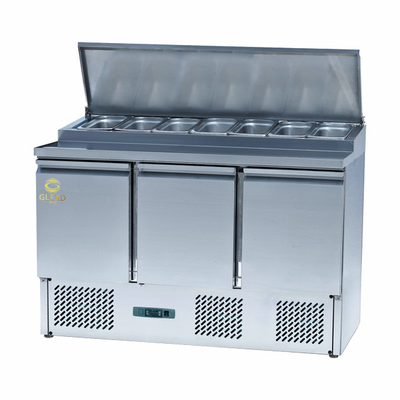 Kühlgerät mit 3 Türen aus Edelstahl 220-240V GN1/3 Kühlgerät für den Temperaturbereich 2-8.C