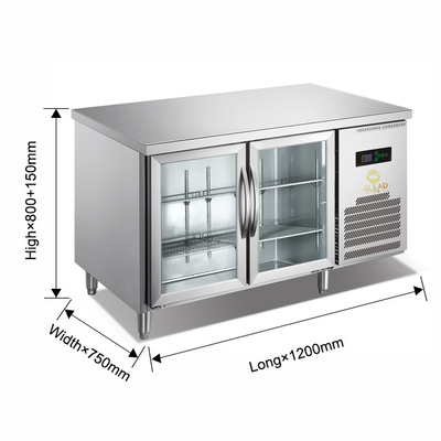 220V-240V 5°C -0°C Doppelglastür Industriekühlgerät 150L Display-Kühler