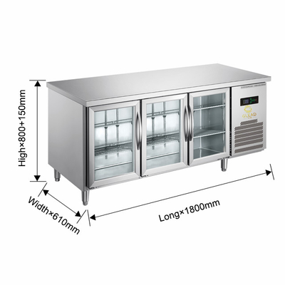 220V-240V 5°C -0°C Doppelglastür Industriekühlgerät 150L Display-Kühler
