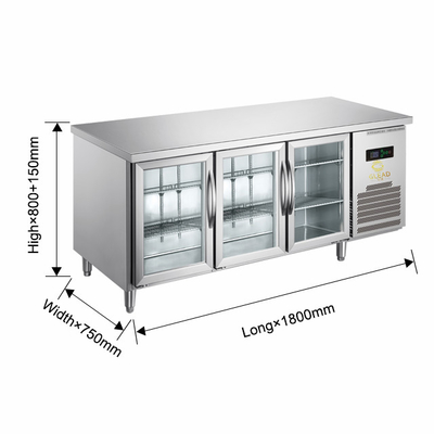 220V-240V 5°C -0°C Doppelglastür Industriekühlgerät 150L Display-Kühler