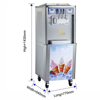 360-460 Tassen/h Industrielle Soft Ice Cream-Maschine 2x2.1L Gefriertank 22-28kg/h Produktion