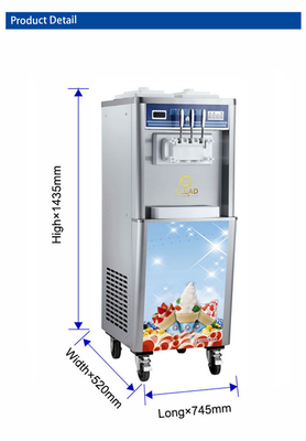 Kapazität Weich Eismaschine mit 20-25kg/h Produktion 28-36L/h Ausgabe 330-420 Tassen/h