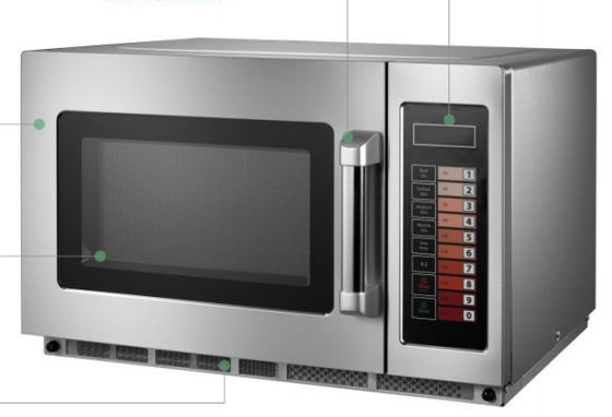 25L schwarz/weiß Mikrowellenofen zum Kochen bei Temperatur 0-200C mit Membran Touch Control
