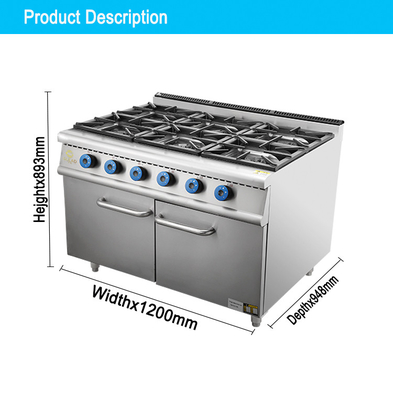 Schwerlast-Gas- 6-Range-Ofen-Kombo 150KG N.W. mit LPG/Naturgas betrieben