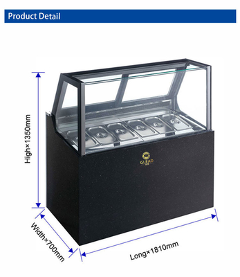 6-Tray 1/3 Größe Pfanne 100L Handelshotel Eiscreme Maschine Lüfter Kühlung 1100W Leistung