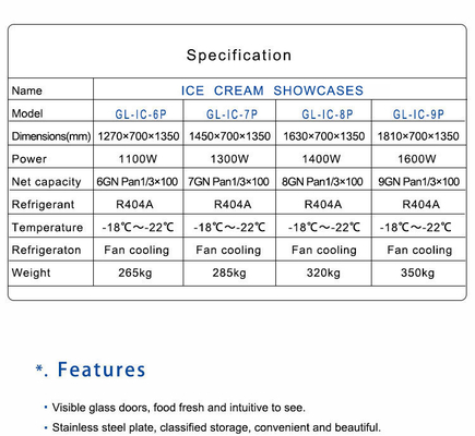 6-Tray 1/3 Größe Pfanne 100L Handelshotel Eiscreme Maschine Lüfter Kühlung 1100W Leistung