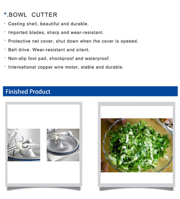 300 KG/h Commercial Hotel Bowl Cutter mit leisen Gürtelantrieb und stabilem Kupferdrahtmotor