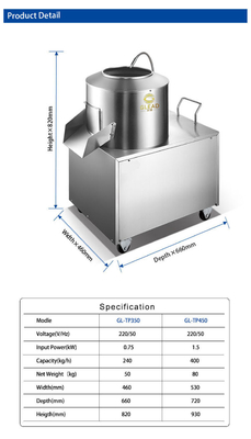400 KG/h Edelstahl Kartoffel Schneidemaschine mit sicherem und hygienischem Design
