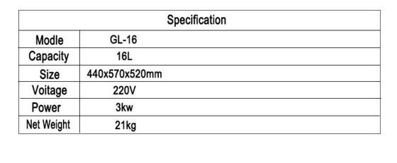 Hotellösung / Ausrüstung für die Hotellobby 3 kW Brathähnchenkocher 16L Kapazität mit mechanischer Platte
