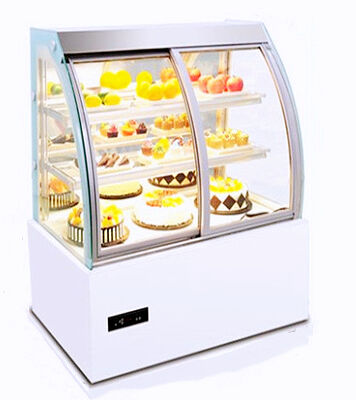 Kurve ohne Frost Luftkühlung Drei-Schicht kommerzielle Kuchen-Display-Vitrine