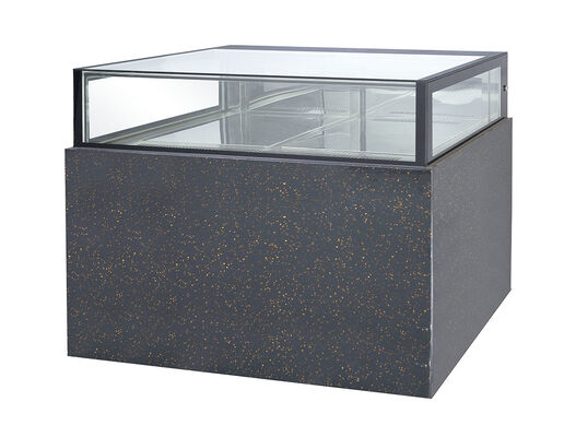 45-Grad-Gehrungsgelenk-Glas-Kuchen-Display-Kühler, gewerbliche Bäckerei-Konditorei-Kühlvitrine mit beschlagfreiem beheiztem Glas