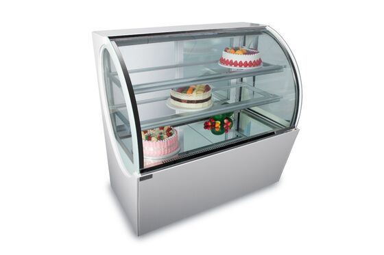 Kommerzielle ovale, gebogene Kuchenvitrine, Arc-Glas-Gebäck-Kühlvitrine