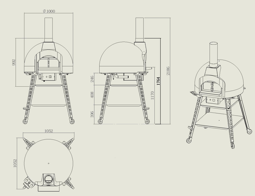 Mosaik-Hybrid-Pizzoofen. Holz-Gas-Elektro-Dreifachbrennstoff, Outdoor-Pizza- und Brotroaster.