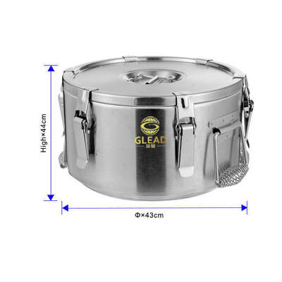GLEAD Commercial Foldable Handle Insulated Barrel 304 Stainless Steel Thermal Soup Bucket Catering Thermos Container