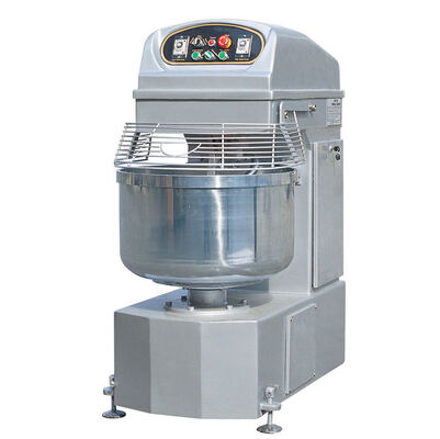 Kommerzieller Double-Speed-Double-Action-Spiral-Teigmixer, Schüssel-Teigknetmaschine aus lebensmittelechtem Edelstahl mit Sicherheitsschutz für Bäckerei, Brot, Pizza, Restaurant, Kantine